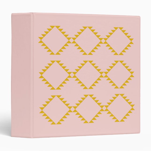 Stylish Modern Farmhouse Geometric Blush Pink 3 Ring Binder (Front/Spine)
