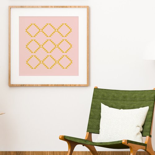 Stylish Modern Farmhouse Geometric Blush Pink Poster