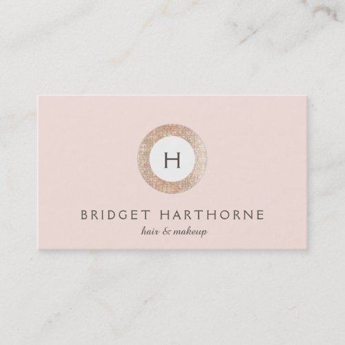 Stylish Modern FAUX Sequin and Blush Pink Monogram Business Card