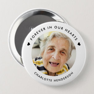 Stylish Modern Forever In Our Hearts Photo Button