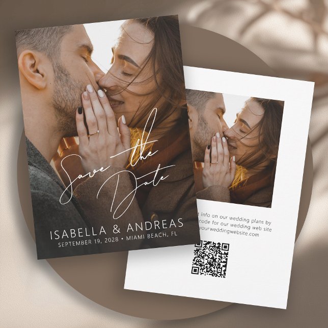 Stylish Modern Full Photo Wedding Save the Date (Available in both printed and instant download digital formats.)