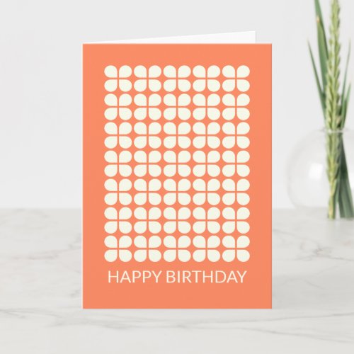 Stylish Modern Geometric Botanical Orange Birthday Card