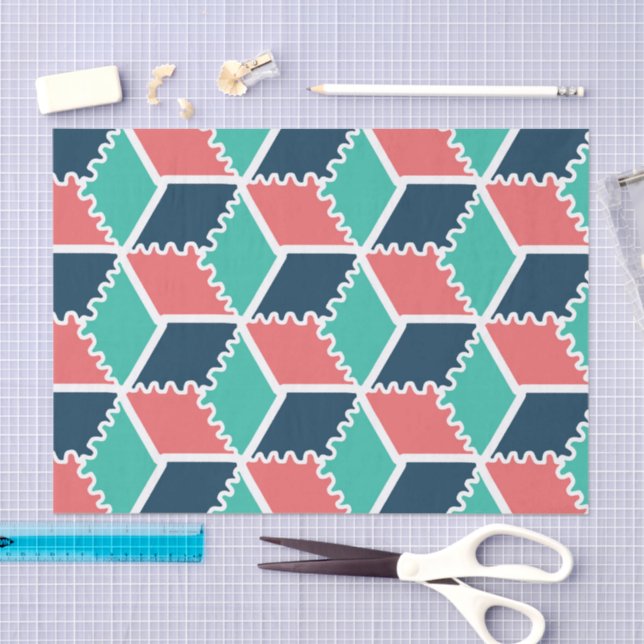 Stylish Modern Geometric Color Cube Tissue Paper (Craft)