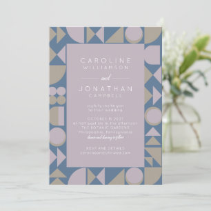 Stylish Modern Geometric Earthy Lilac Wedding Invitation