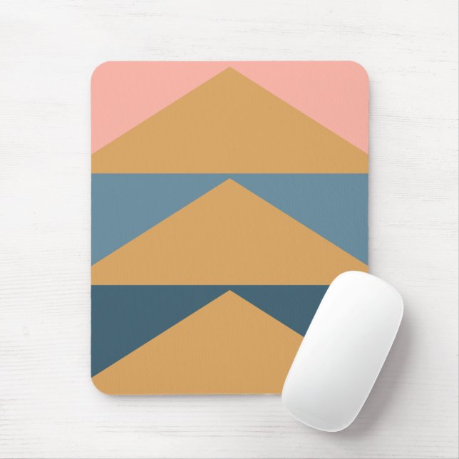 Stylish Modern Geometric Gold Blue Design Mouse Pad (With Mouse)