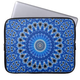 Stylish Modern Geometric Pattern Blue Black Gray Laptop Sleeve