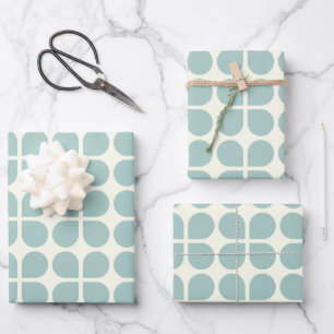 Stylish Modern Geometric Pattern in Pale Blue Gray Wrapping Paper Sheets