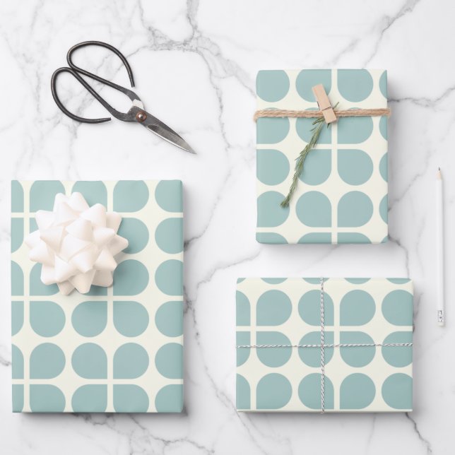 Stylish Modern Geometric Pattern in Pale Blue Gray Wrapping Paper Sheets (Front)