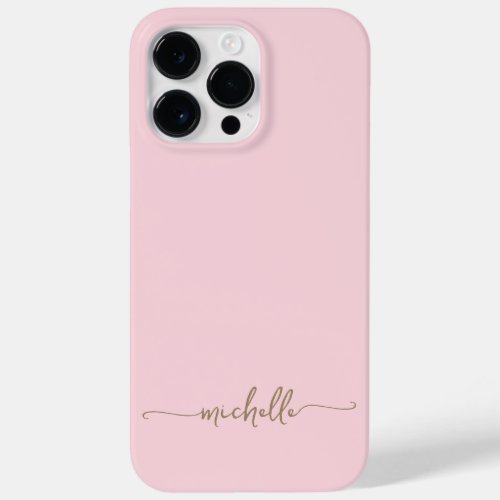 Stylish Modern Girly Blush Pink Gold Name Script Case_Mate iPhone 14 Pro Max Case