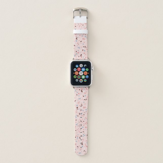 Stylish & Modern Girly Pink Terrazzo Pattern Apple Watch Band (Front)