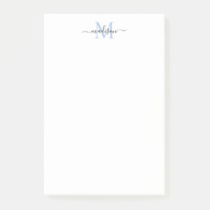 Stylish Modern Girly Script Monogram Dusty Blue Post-it Notes