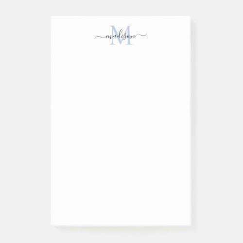 Stylish Modern Girly Script Monogram Dusty Blue Post_it Notes