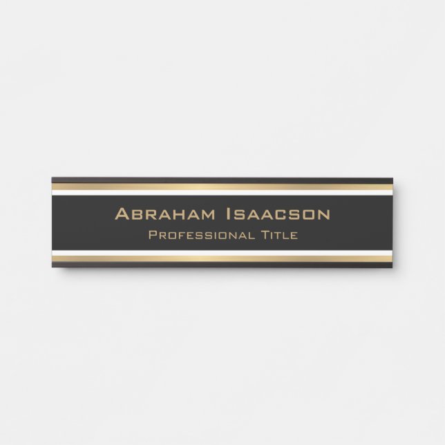 Stylish Modern Glamour Black Gold Template Door Sign (Front)