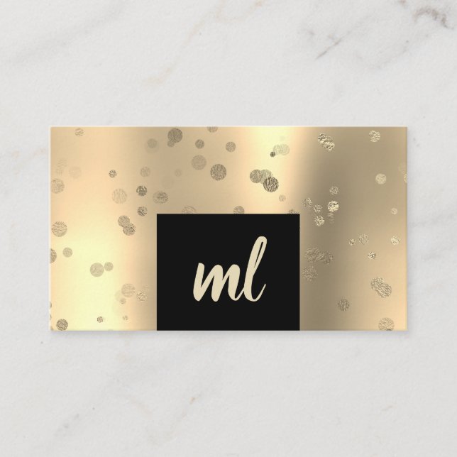 Stylish modern gold confetti dots business card (Front)