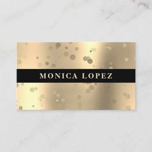Stylish modern gold confetti dots business card