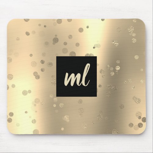 Stylish modern gold confetti dots mouse pad