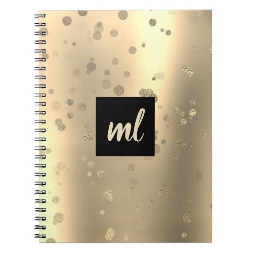 Stylish modern gold confetti dots notebook