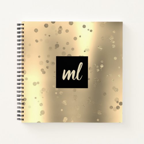 Stylish modern gold confetti dots notebook