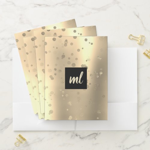 Stylish modern gold confetti dots pocket folder