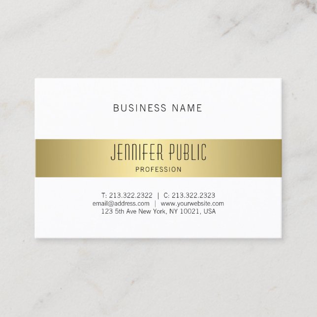 Stylish Modern Gold Look Design Sleek Plain Business Card (Front)