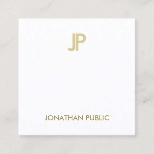 Stylish Modern Gold Monogram Smooth Plain Luxury Square Business Card