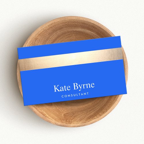 Stylish Modern Gold Stripe Cobalt Blue Business Card