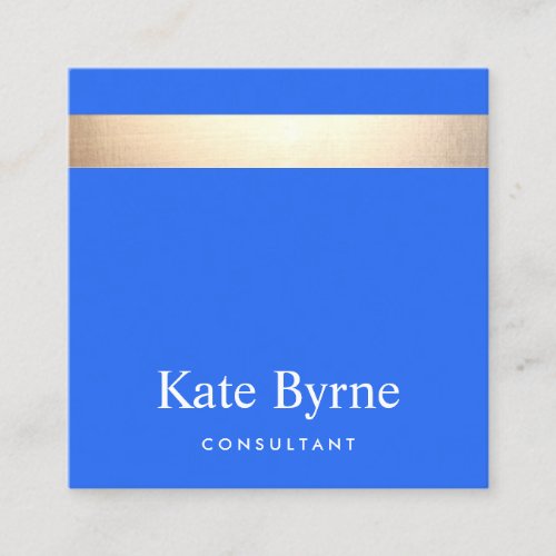 Stylish Modern Gold Stripe Cobalt Blue Square Business Card