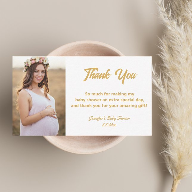 stylish modern gold thank you baby shower photo note card (Creator Uploaded)