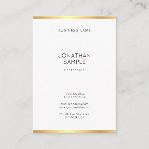 Stylish Modern Gold White Professional Simple Chic Business Card