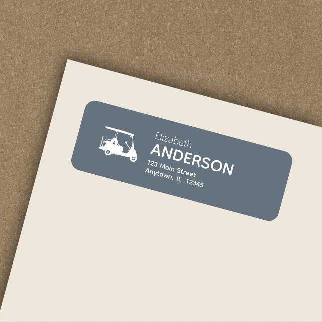 Stylish Modern Golf Cart Dusty Blue Return Address Label (Creator Uploaded)
