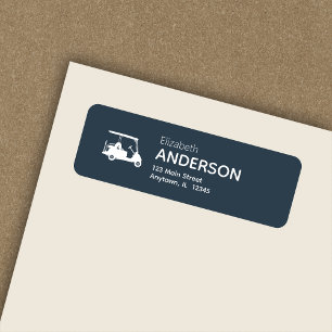 Stylish Modern Golf Cart Navy Blue Return Address Label