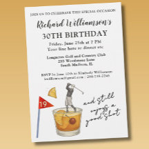 Stylish Modern Golf Humorous 30th Birthday Party
