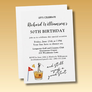 Stylish Modern Golf Humorous 50th Birthday Party Invitation