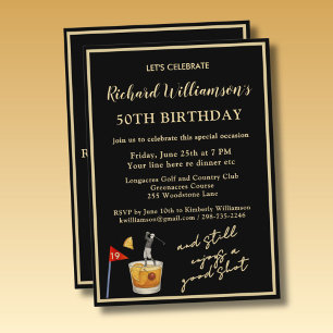 Stylish Modern Golf Humorous 50th Birthday Party Invitation