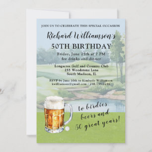 Stylish Modern Golf Humorous 50th Birthday Party Invitation