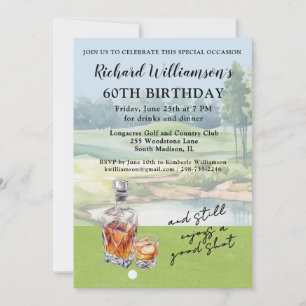 Stylish Modern Golf Humorous 60th Birthday Party Invitation