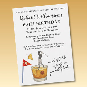 Stylish Modern Golf Humorous 60th Birthday Party Invitation