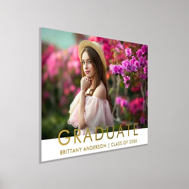 Stylish Modern Graduate Photo Gold Foil Prints (Laydown)
