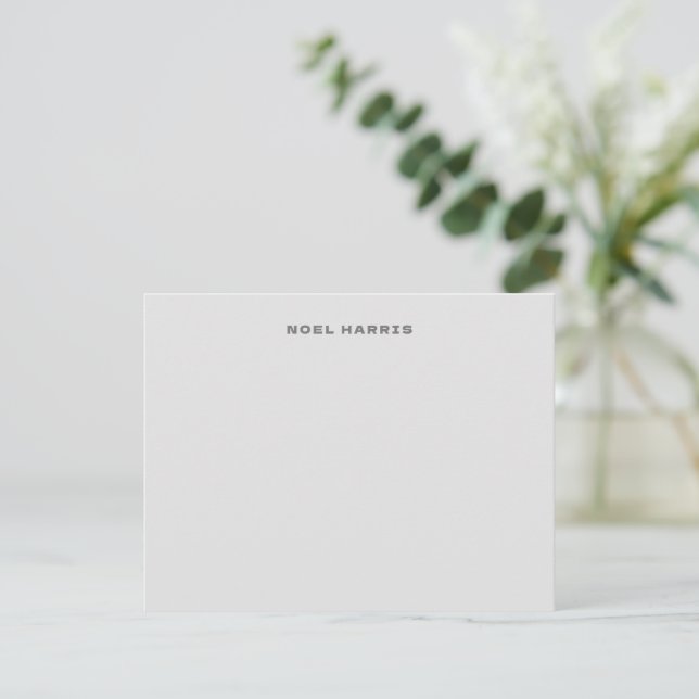 Stylish Modern Gray Typograhy Note Card (Standing Front)
