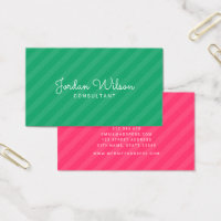 Stylish Modern Green and Pink Stripes Business Card