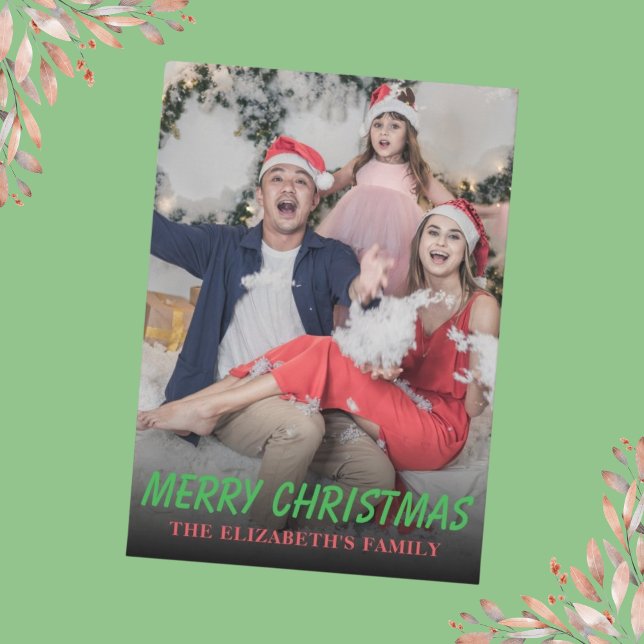Stylish Modern Green Christmas Photo Holiday Card (Creator Uploaded)