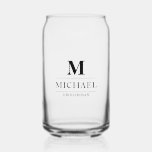 Stylish Modern Groomsmen Gifts Monogram Best Man Can Glass<br><div class="desc">This exquisite beer can glass be custom-made for each member of your wedding party. It features the individual's monogrammed initial, name, and title in a classic, black minimalist design. To personalize, enter each person's name, initial, and their specific title into the provided fields to create your own unique beer glasses...</div>