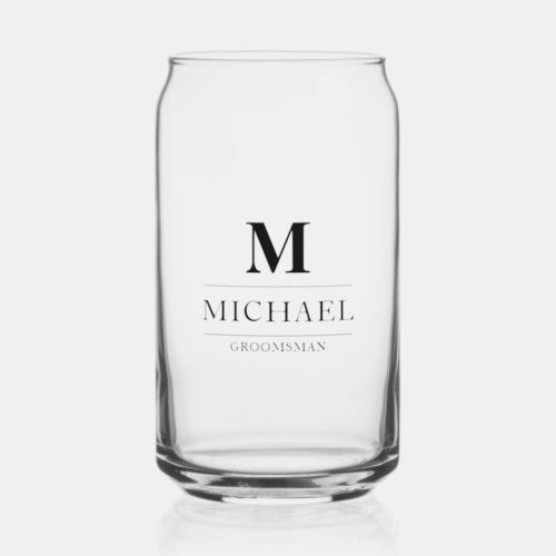 Stylish Modern Groomsmen Gifts Monogram Best Man Can Glass