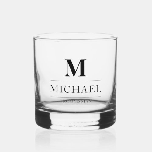 Stylish Modern Groomsmen Gifts Monogram Best Man Whiskey Glass