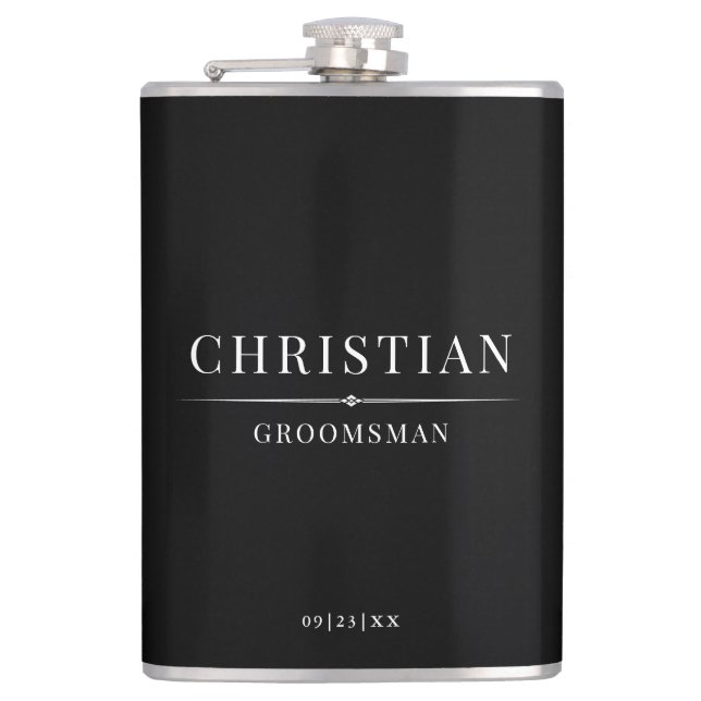 Stylish Modern Groomsmen Gifts Simple Elegant  Flask (Front)