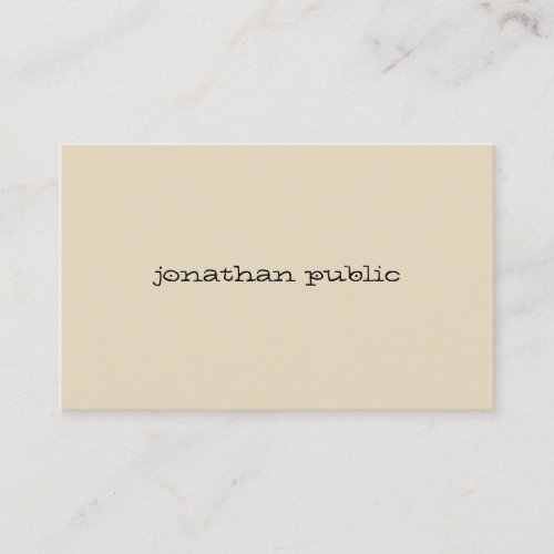 Stylish Modern Hand Script Beige Chic Simple Plain Business Card