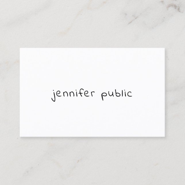 Stylish Modern Hand Script Text Simple Template Business Card (Front)