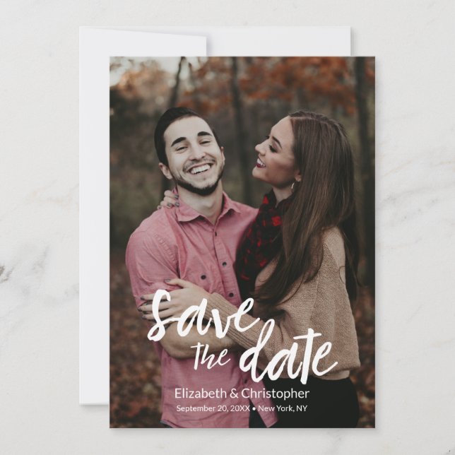 Stylish Modern Handwritten Save the Date Photo (Front)