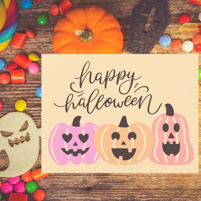Stylish Modern Happy Halloween Typography Postcard (Creator Uploaded)