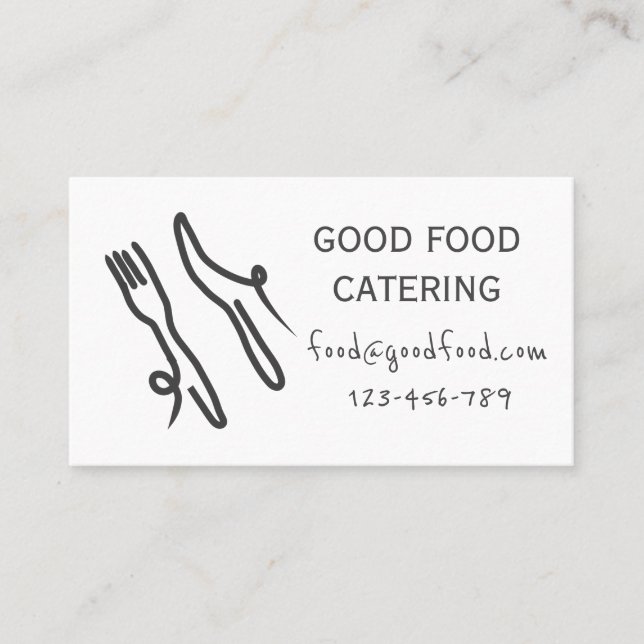 Stylish modern hip catering black and white business card (Front)